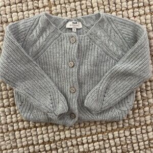 Cyrillus Light Gray and Metallic Thread Cardigan